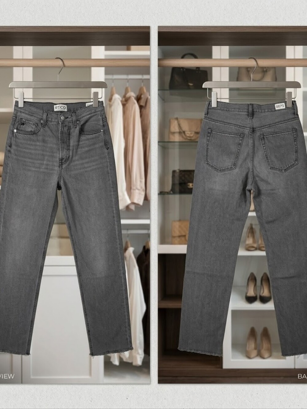 ÉTICA Tyler High Rise Straight Jeans Raw Hem Washed Grey 27 MSRP $218 In Store